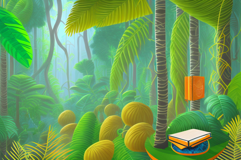 A stylized amazon rainforest scene