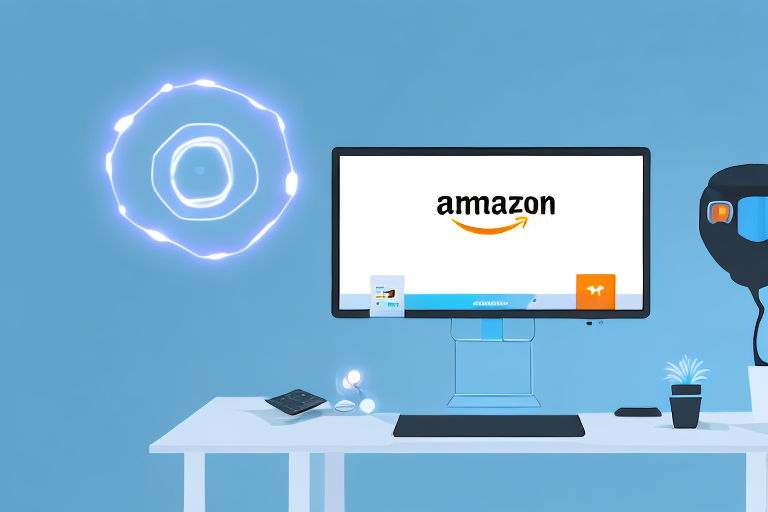 A desktop computer with the amazon website on the screen