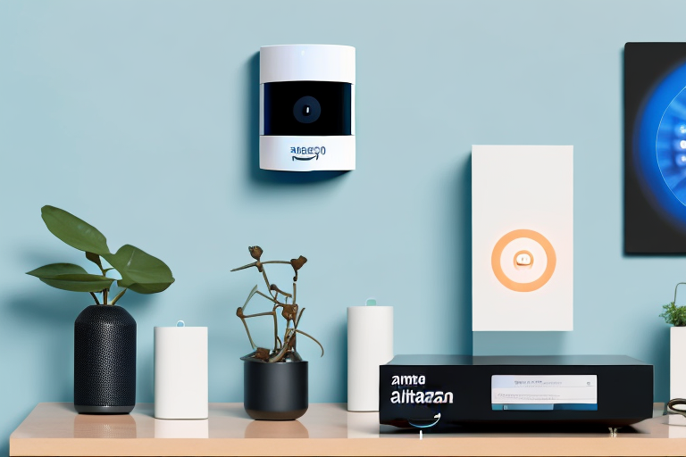 The amazon alexa device in a modern living room setting