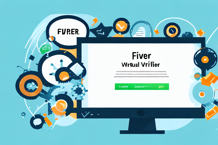 A computer screen displaying the fiverr website with various virtual assistant icons