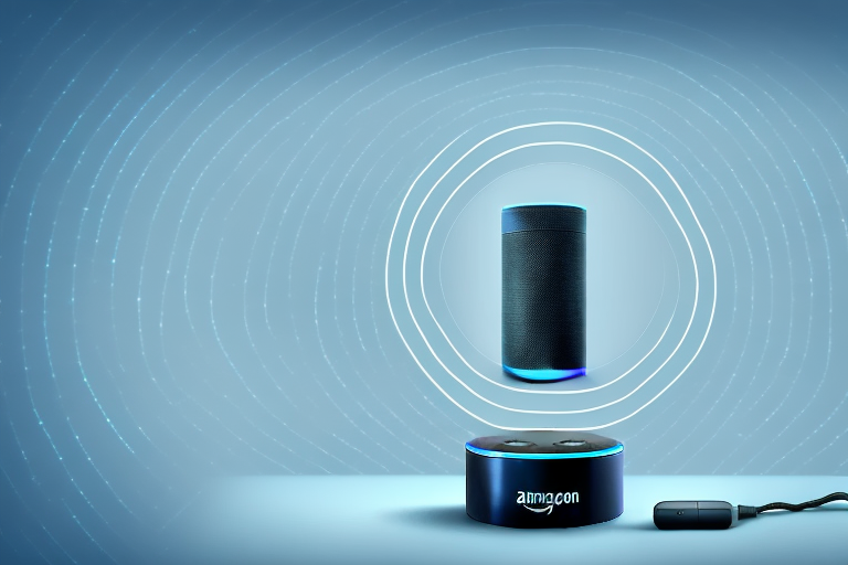 An amazon echo device with light rings glowing