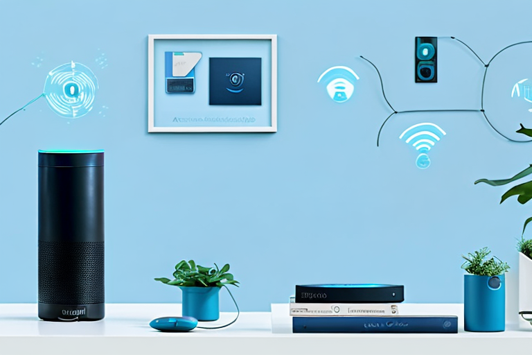 An amazon echo device in a modern home setting