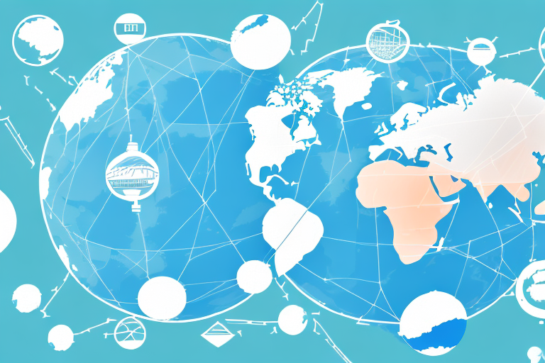 A globe with different shipping routes