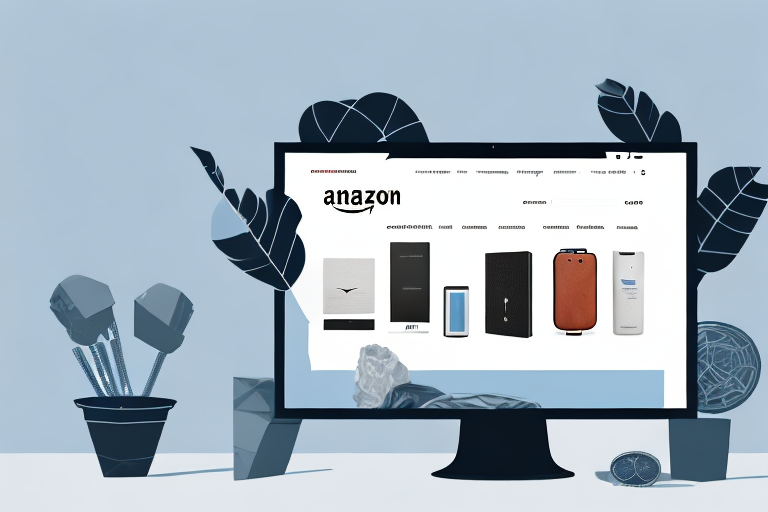 A computer screen displaying a stylized amazon product page