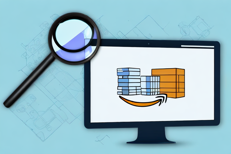 An amazon product page on a computer screen with a magnifying glass highlighting the area where the buy box usually appears