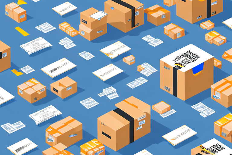 A bustling amazon warehouse with packages ready for shipment