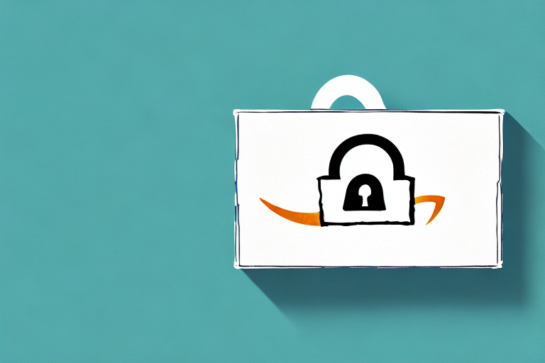 A secure box with amazon's signature smile arrow wrapped around it like a lock