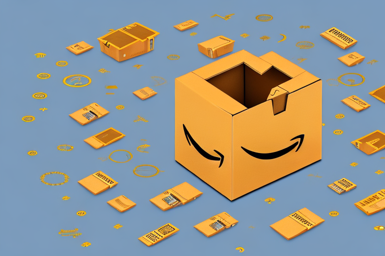 A 3d amazon delivery box with a golden keyhole