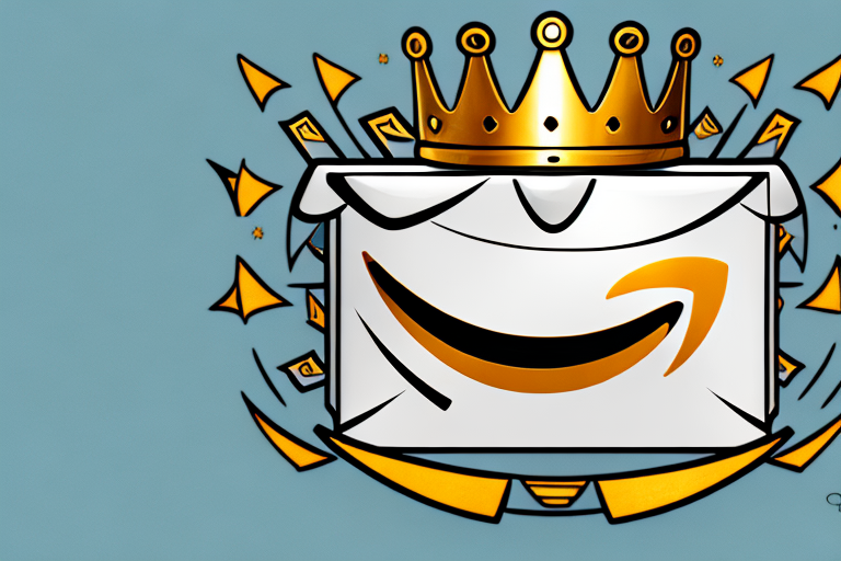 A stylized amazon box with a golden crown on top