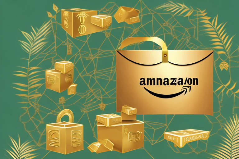 A golden box with a symbolic amazon jungle theme