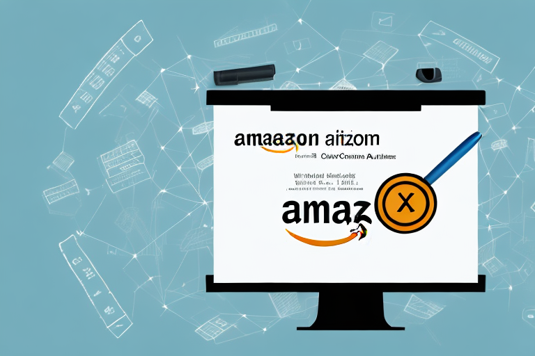 A computer screen displaying the amazon website with a magnifying glass hovering over a box for sale