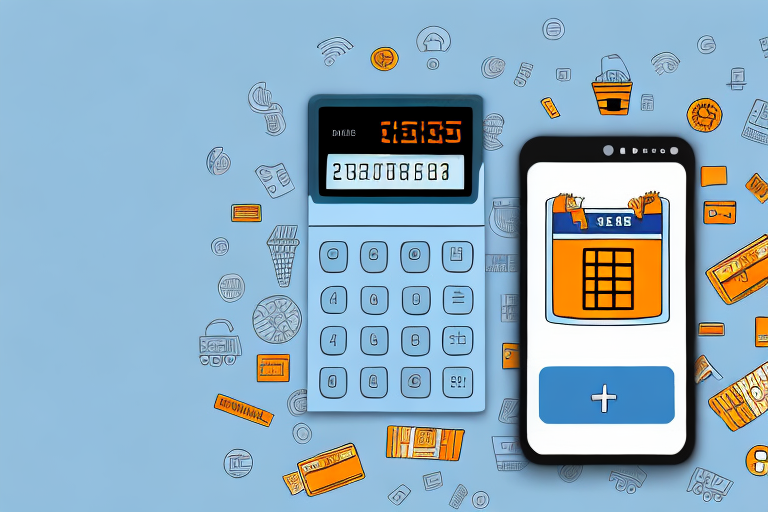 A digital calculator with amazon-themed design elements