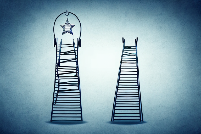 A symbolic ladder ascending towards a shining star