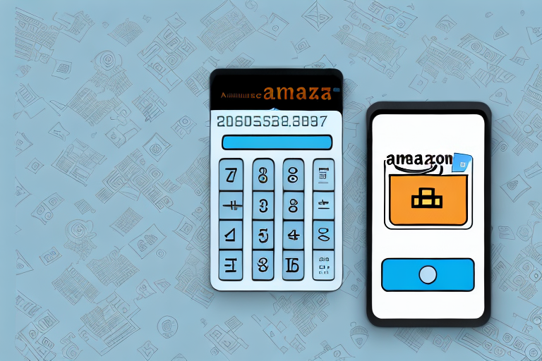 A detailed calculator with amazon-themed design elements