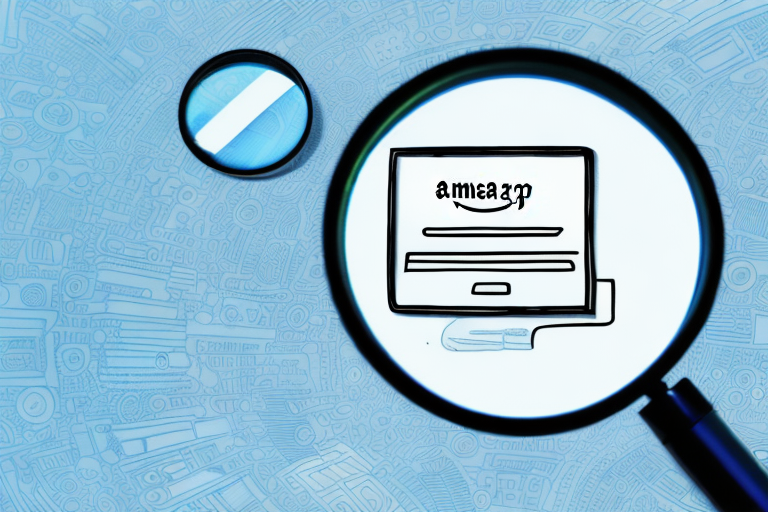 A magnifying glass hovering over a computer screen displaying an amazon product page