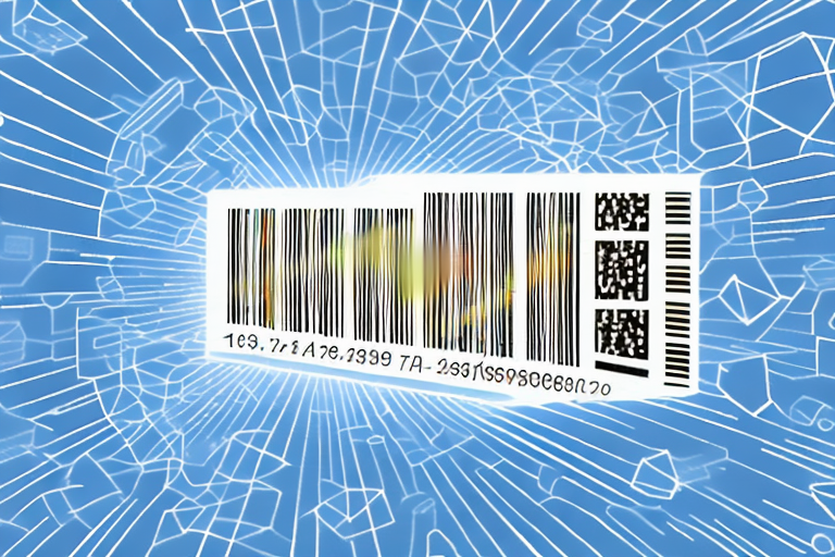 An amazon package with a barcode being scanned by a light beam