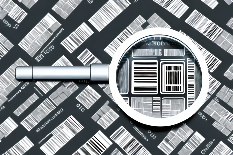 A magnifying glass focusing on a barcode