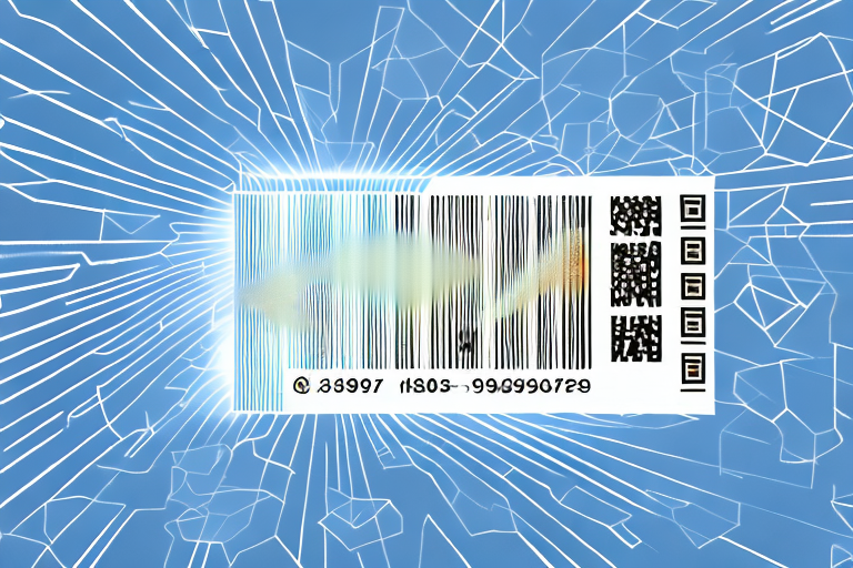 An amazon package with a barcode being scanned by a beam of light