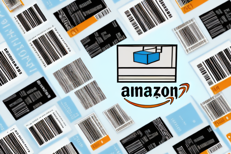 An amazon package with a barcode prominently displayed