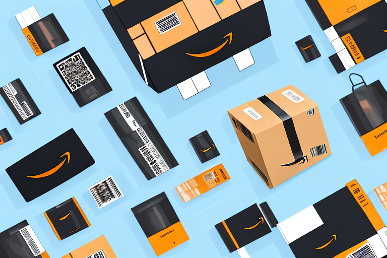 An amazon package with a barcode prominently displayed