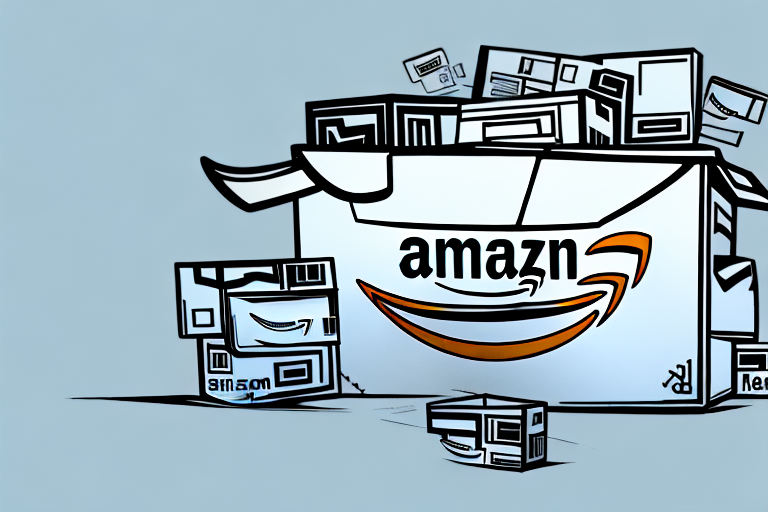 An amazon box with a stylized