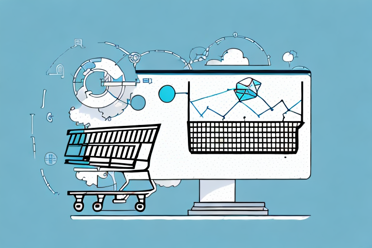 A symbolic formula made from ecommerce symbols like a shopping cart