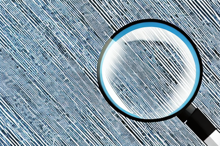 A magnifying glass focusing on a barcode