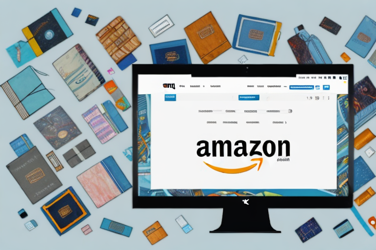 A computer screen showing the amazon website with a cursor pointing towards the "sell" button