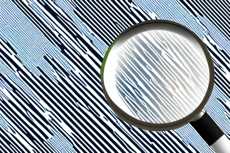 A magnifying glass hovering over a barcode