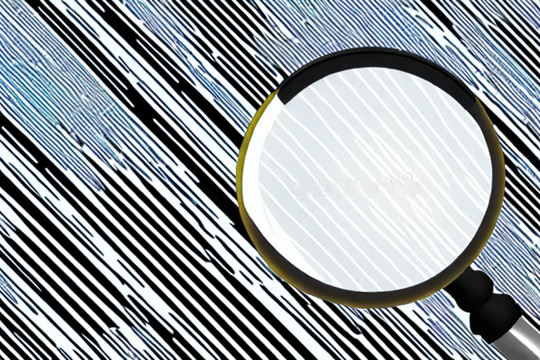 A magnifying glass hovering over a barcode