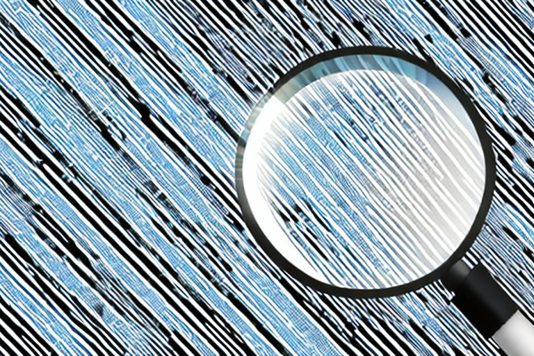 A magnifying glass hovering over a barcode