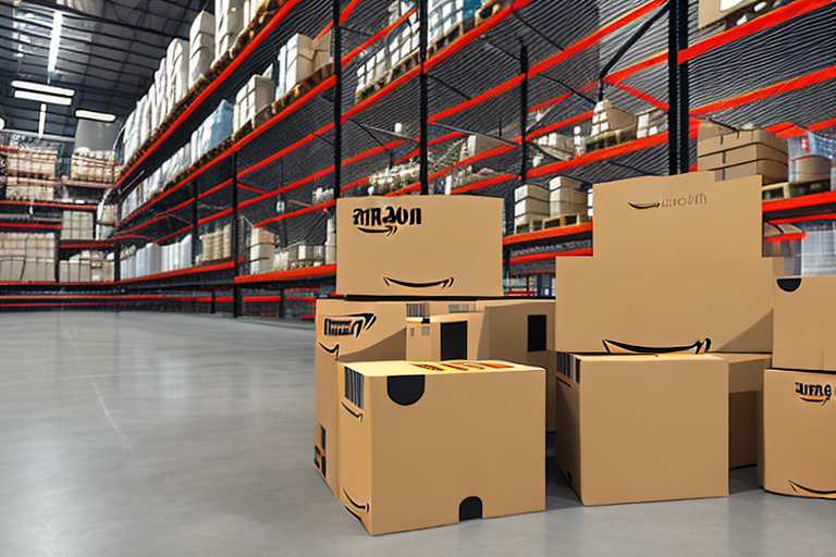 A warehouse with amazon boxes