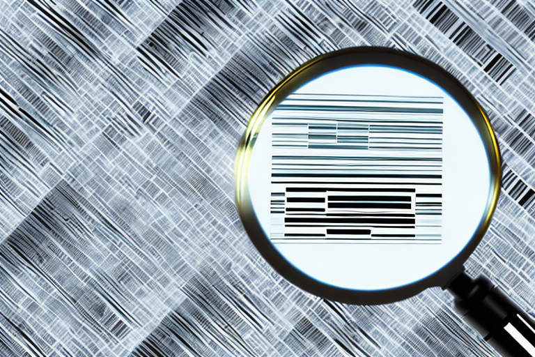 A magnifying glass hovering over a variety of different amazon product barcodes