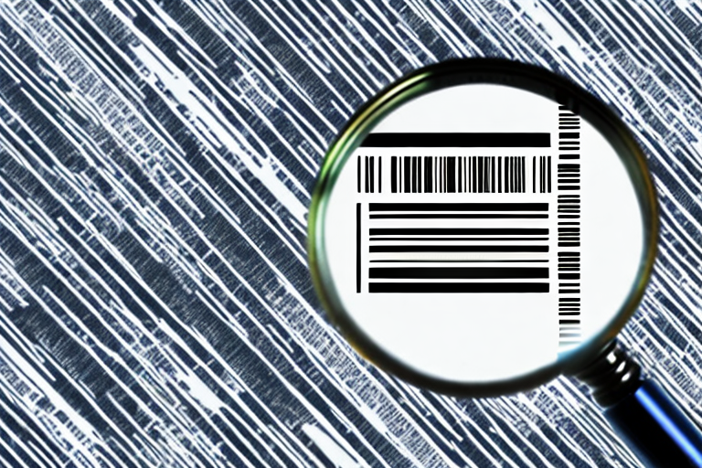 A magnifying glass focusing on a barcode on an amazon package