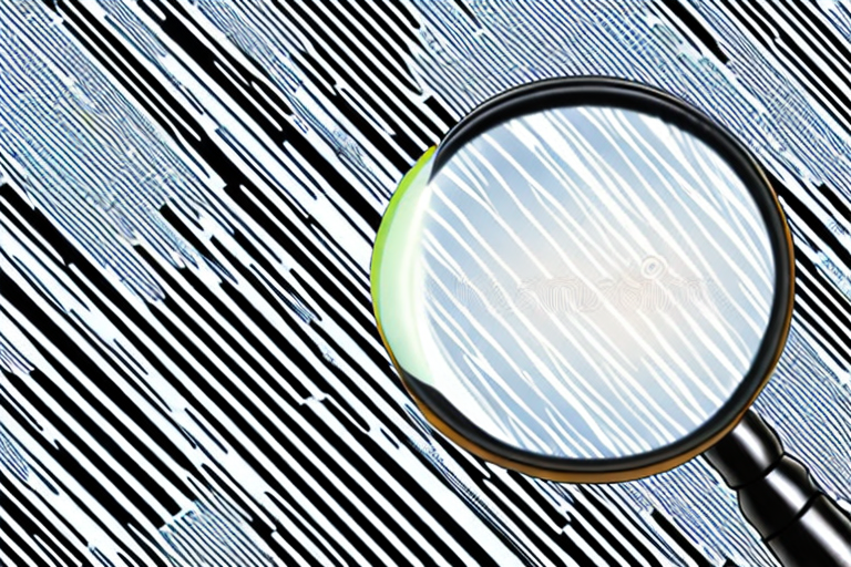 A magnifying glass hovering over a barcode