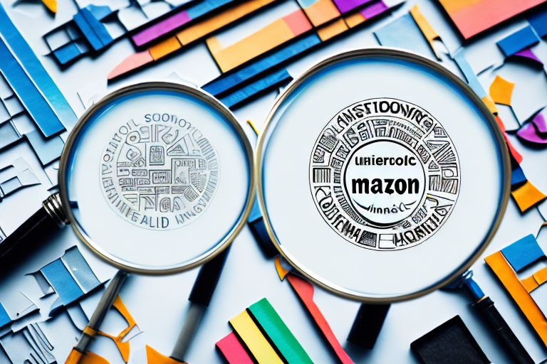 A magnifying glass hovering over a selection of diverse amazon products