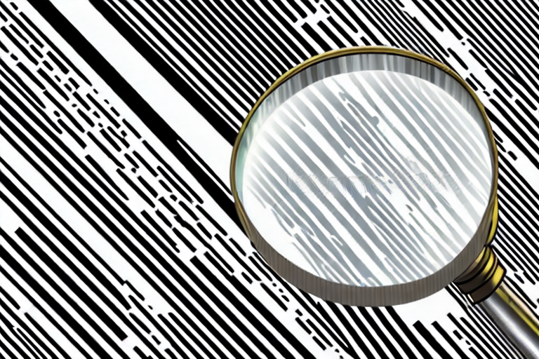 A magnifying glass hovering over a barcode