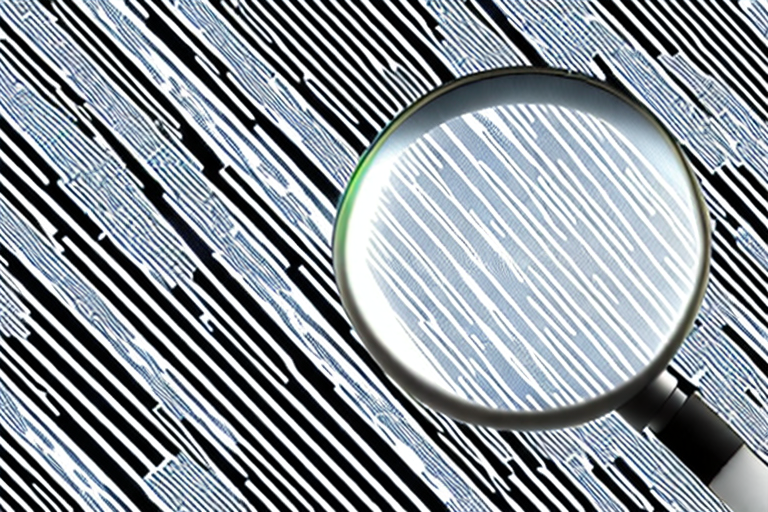 A magnifying glass hovering over a barcode