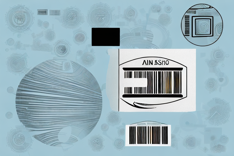 An amazon product box with barcodes representing asin and sku