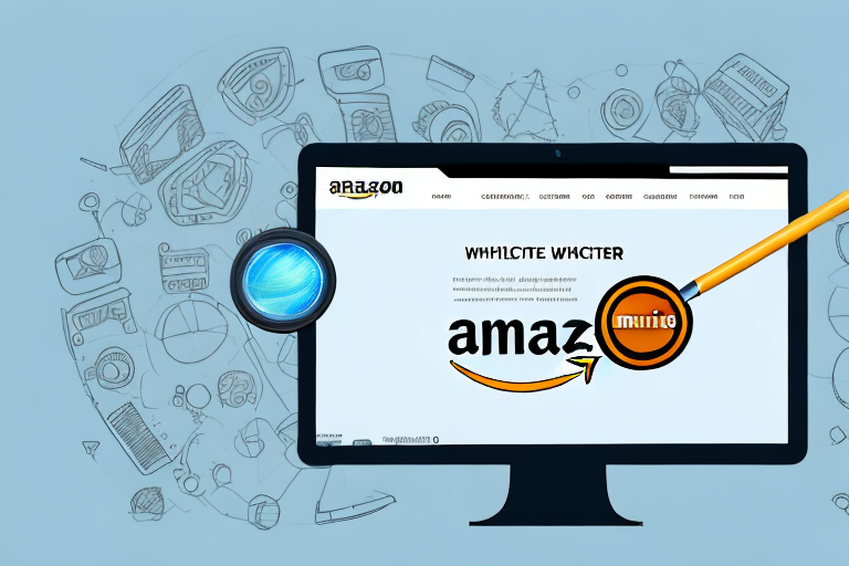 A computer screen displaying the amazon website with a magnifying glass hovering over a product details section