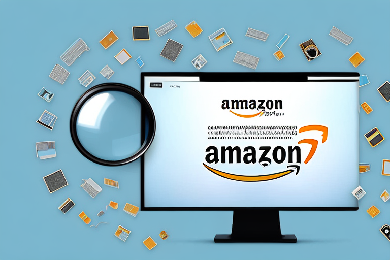 A computer screen displaying amazon's website with a magnifying glass hovering over an asin number