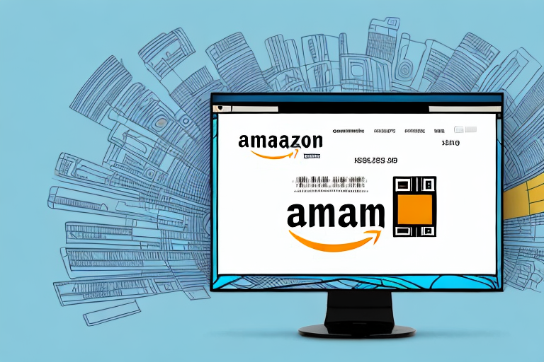 A computer screen displaying an amazon product listing page with a highlighted barcode