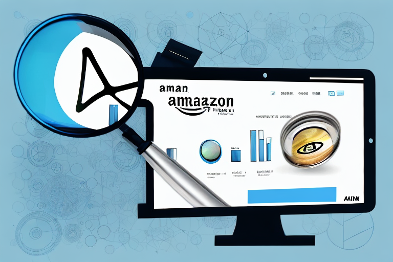 A computer screen displaying an amazon product page with a magnifying glass highlighting the asin number section