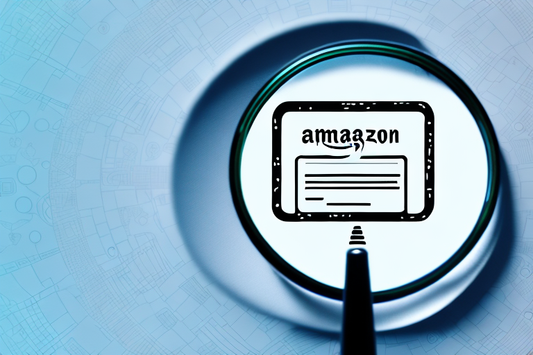 A magnifying glass hovering over a computer screen displaying an amazon product page