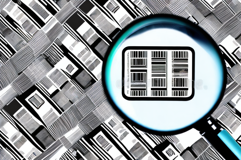 A magnifying glass focusing on a barcode