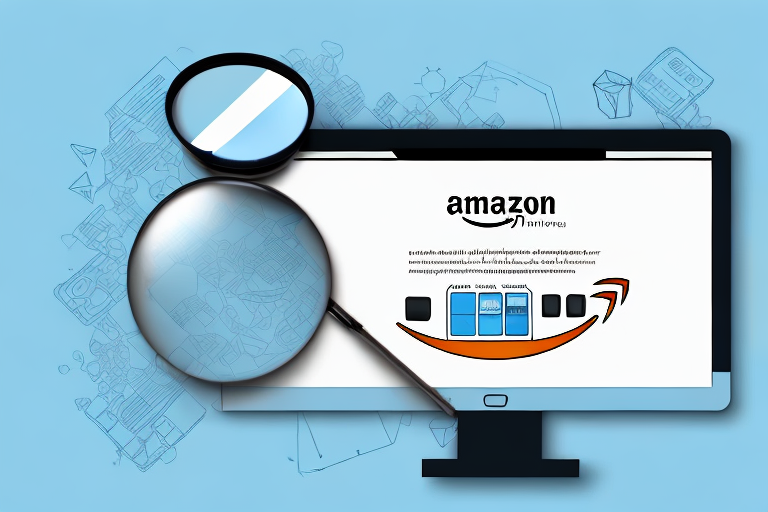 A computer screen displaying the amazon website with a magnifying glass highlighting the asin number section on a product page