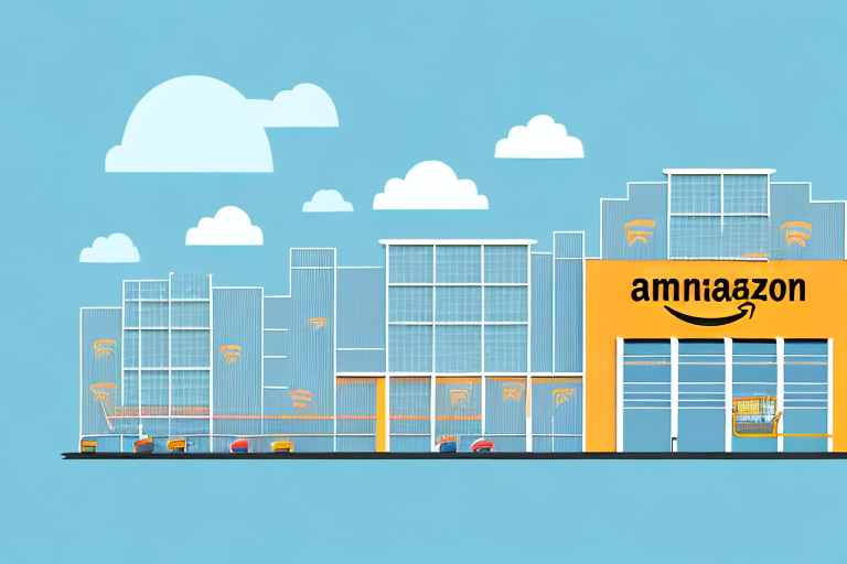 Two distinct buildings representing amazon and walmart