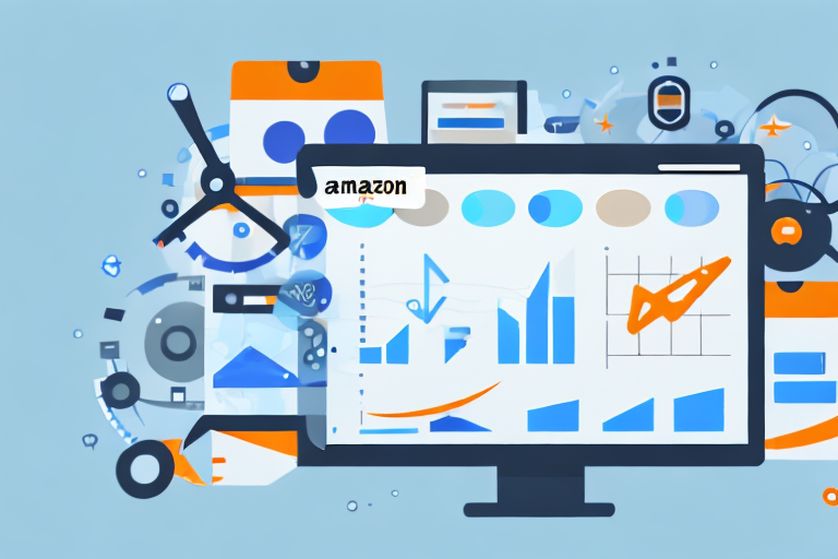 A computer screen displaying various digital tools and charts related to amazon selling