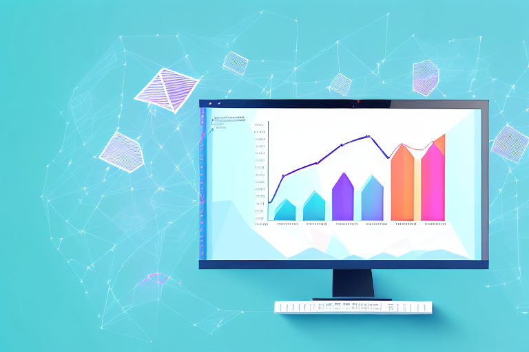 A computer with a vibrant screen showcasing graphs and charts