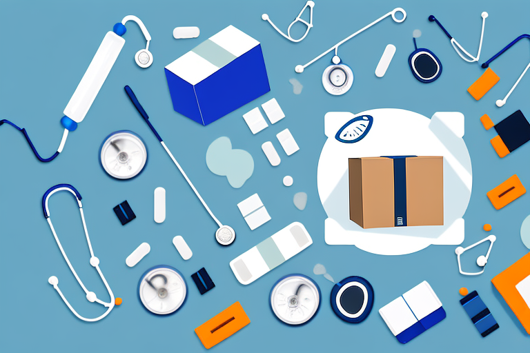 A medical software disc surrounded by amazon's iconic shipping boxes